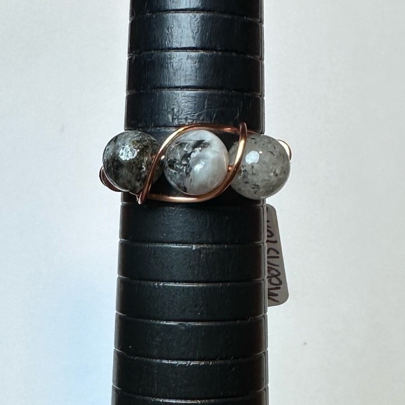 Moss quartz moon stone ring copper hand made - Picture 4 of 4